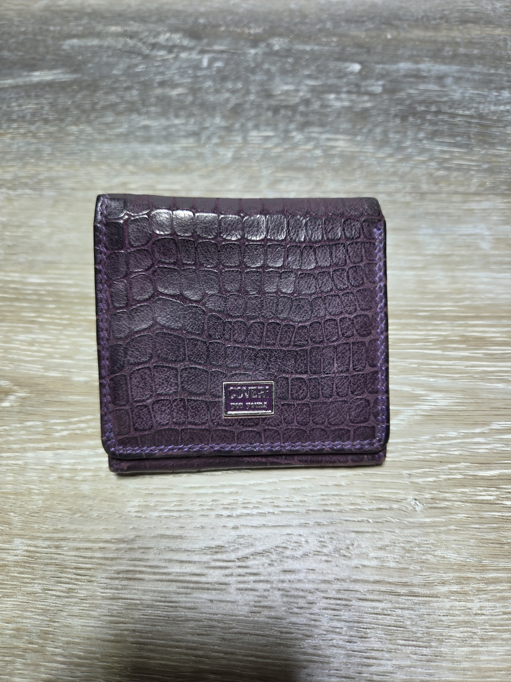 Coveri You Young Purple Croc Embossed Leather Bifold Wallet